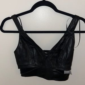 Black leather Zara crop top